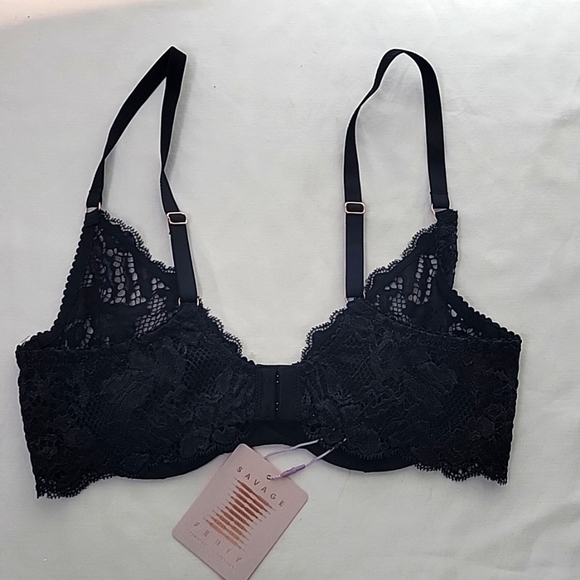 NWT Savage Fenty Unlined Lace Bra Black - Picture 5 of 9